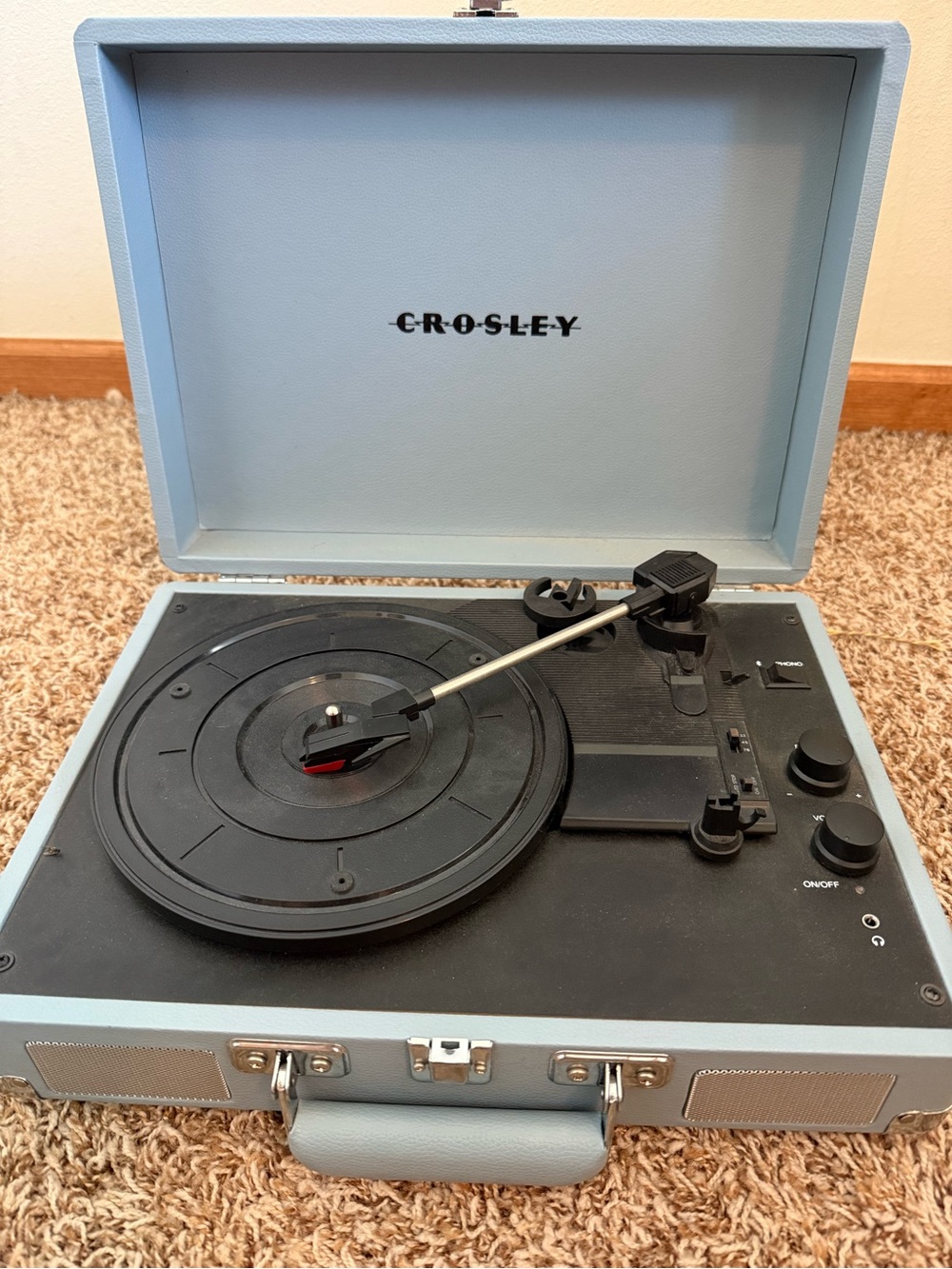 Crosley Portable Turntable in Pastel Blue and Black